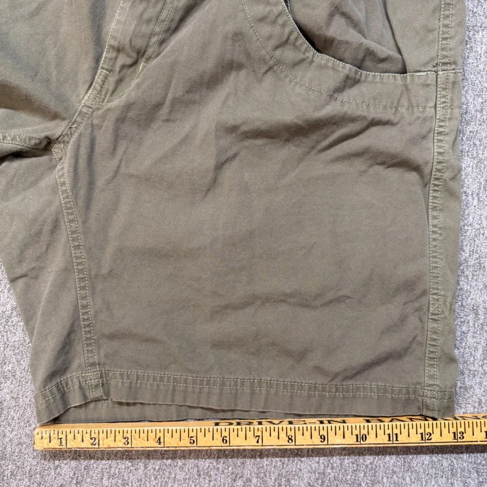 KAVU Men XL Big Eddy Shorts Olive Green Canvas Belted Hiking Outdoor Gorpcore